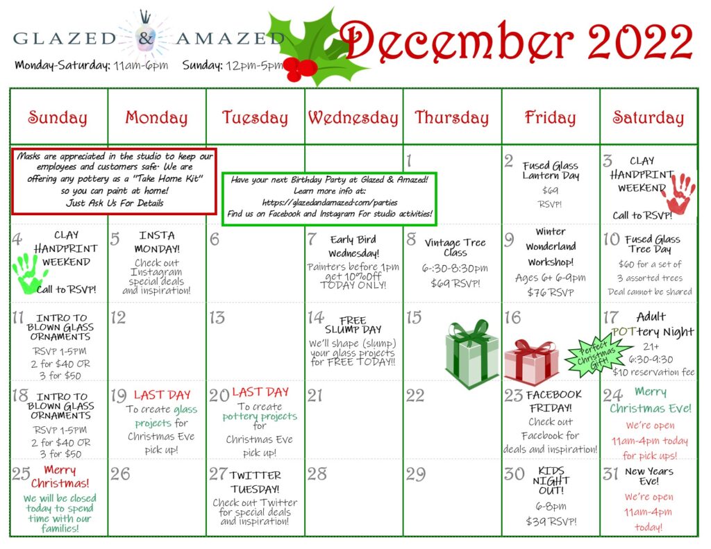 Store Activities & Specials Glazed and Amazed