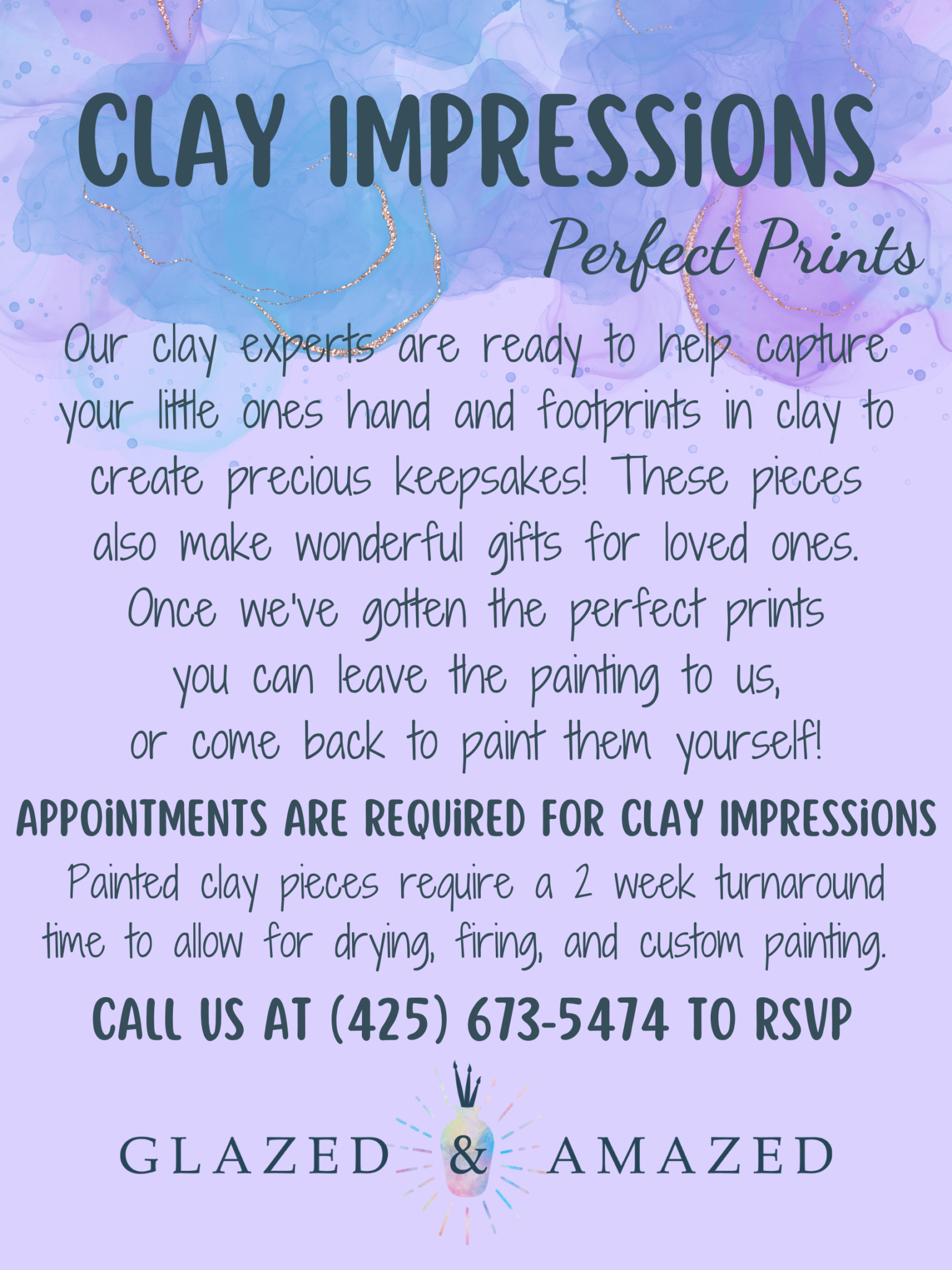 Clay Imprints and Classes Glazed and Amazed